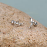 Sterling Silver Hammerhead Shark Screw Back Earrings
