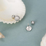 Sterling Silver Seashell 18G Screw Back Earrings
