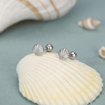 Sterling Silver Seashell 18G Screw Back Earrings