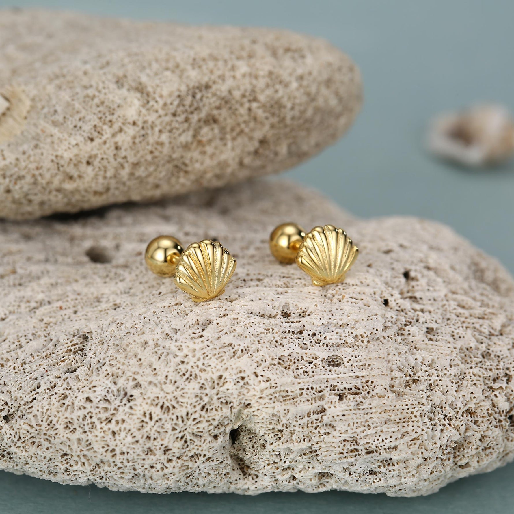 Sterling Silver Seashell 18G Screw Back Earrings