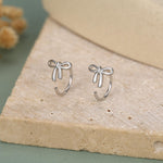 Sterling Silver Tiny Bow Open Hoop Earrings