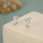 Sterling Silver Tiny Bow Open Hoop Earrings