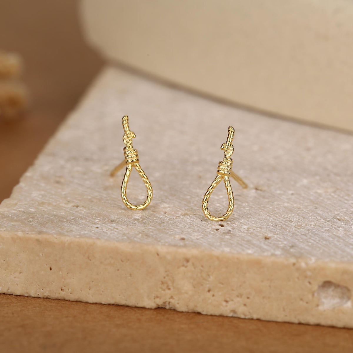 Sterling Silver Noose Stud Earrings