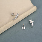 Sterling Silver Hammerhead Shark 16G Flat Back Earrings
