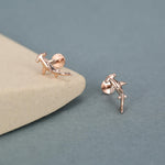 Sterling Silver Hammerhead Shark 16G Flat Back Earrings