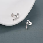 Sterling Silver Hammerhead Shark 16G Flat Back Earrings