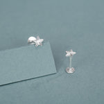 Sterling Silver Sunburst Star 16G Flat Back Earrings