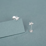 Sterling Silver Sunburst Star 16G Flat Back Earrings
