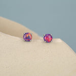 Sterling Silver Lab Created Purple Opal Stud Earrings