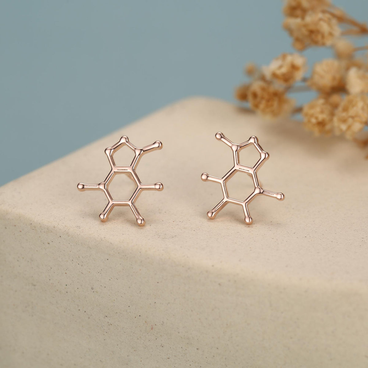 Sterling Silver Caffeine Molecule Stud Earrings