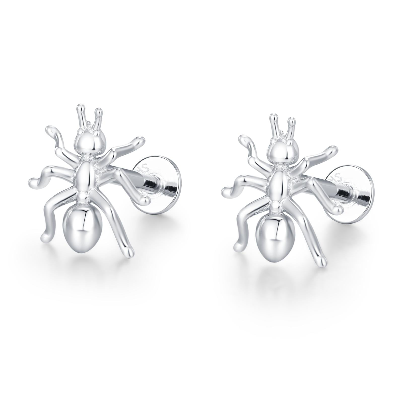 Sterling Silver Ant 16G Flat Back Labret Earrings