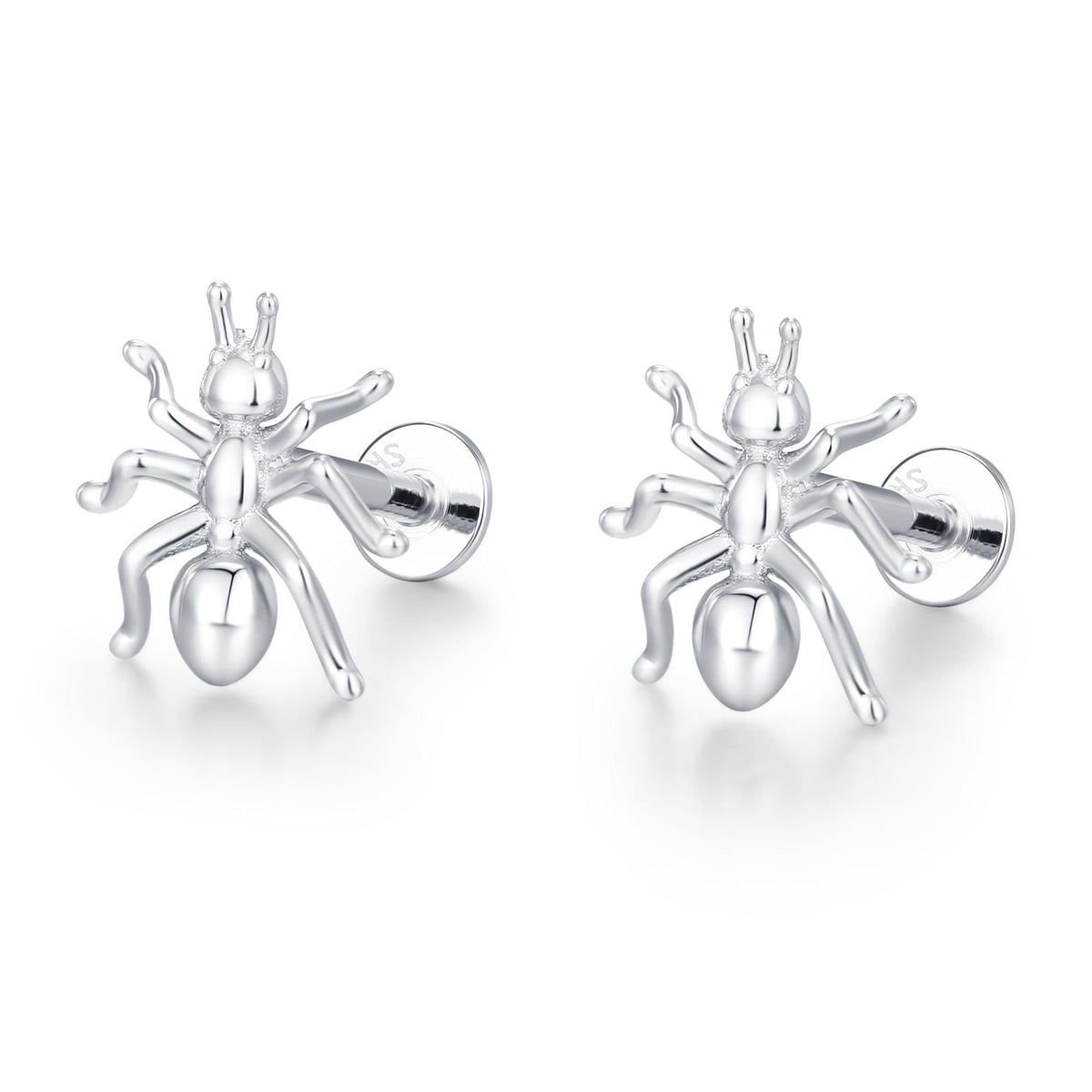 Sterling Silver Ant 16G Flat Back Labret Earrings