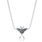 Sterling Silver Luna Moth Necklace with Oxidised Finish
