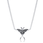Oxidised Luna Moth Charm Necklace