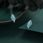 Enamel Beech Leaf Stud Earrings in Sterling Silver, Petite Beech Leaf Earrings, Small Leaf Stud, Nature Inspired