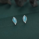 Enamel Beech Leaf Stud Earrings in Sterling Silver, Petite Beech Leaf Earrings, Small Leaf Stud, Nature Inspired