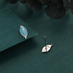 Enamel Beech Leaf Stud Earrings in Sterling Silver, Petite Beech Leaf Earrings, Small Leaf Stud, Nature Inspired