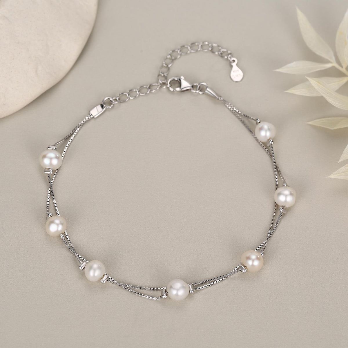 Double Layer Baroque Pearl Station Bracelet