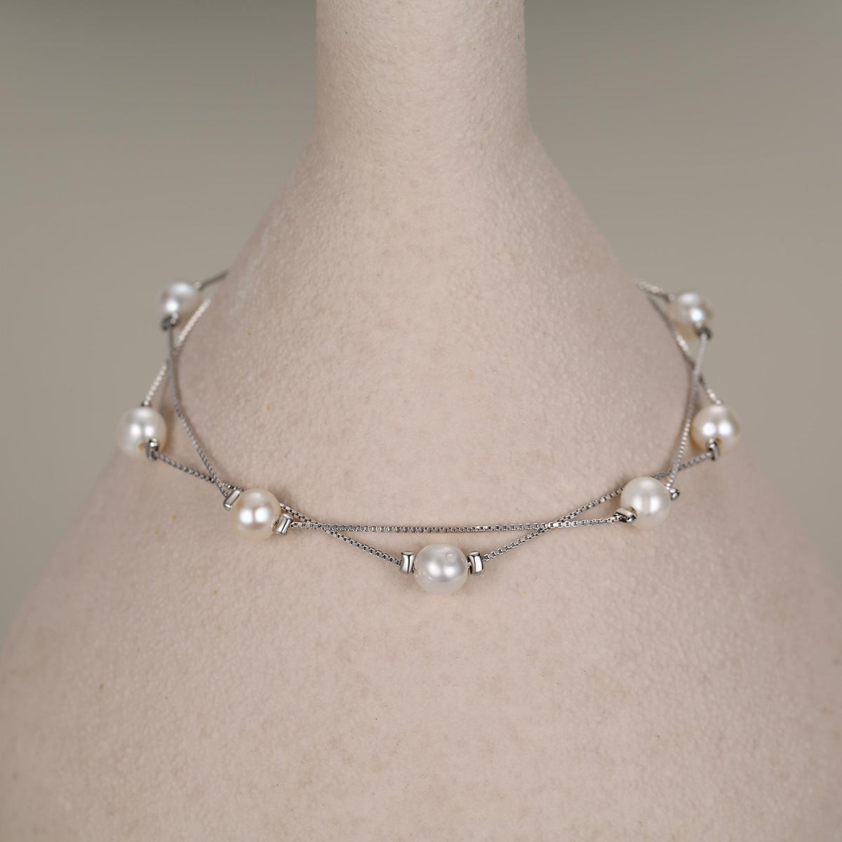 Double Layer Baroque Pearl Station Bracelet