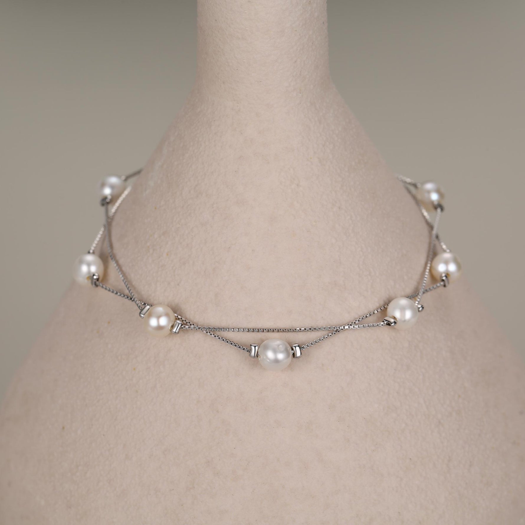 Double Layer Baroque Pearl Station Bracelet
