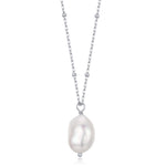 Delicate Genuine Baroque Pearl Pendant Necklace in Sterling Silver, Beaded Satellite Chain, Silver or Gold, Minimalist Pearl, One-of-a-kind
