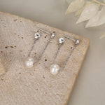 Sterling Silver Natural Freshwater Pearl and Chain Earrings, Baroque Pearl Ear Jacket