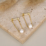 Sterling Silver Natural Freshwater Pearl and Chain Earrings, Baroque Pearl Ear Jacket