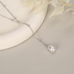 Natural Freshwater Pearl Lariat Pendant Necklace in Sterling Silver, Silver or Gold, Minimalist Genuine Freshwater Pearl Y Shape Necklace