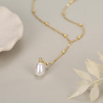 Natural Freshwater Pearl Lariat Pendant Necklace in Sterling Silver, Silver or Gold, Minimalist Genuine Freshwater Pearl Y Shape Necklace