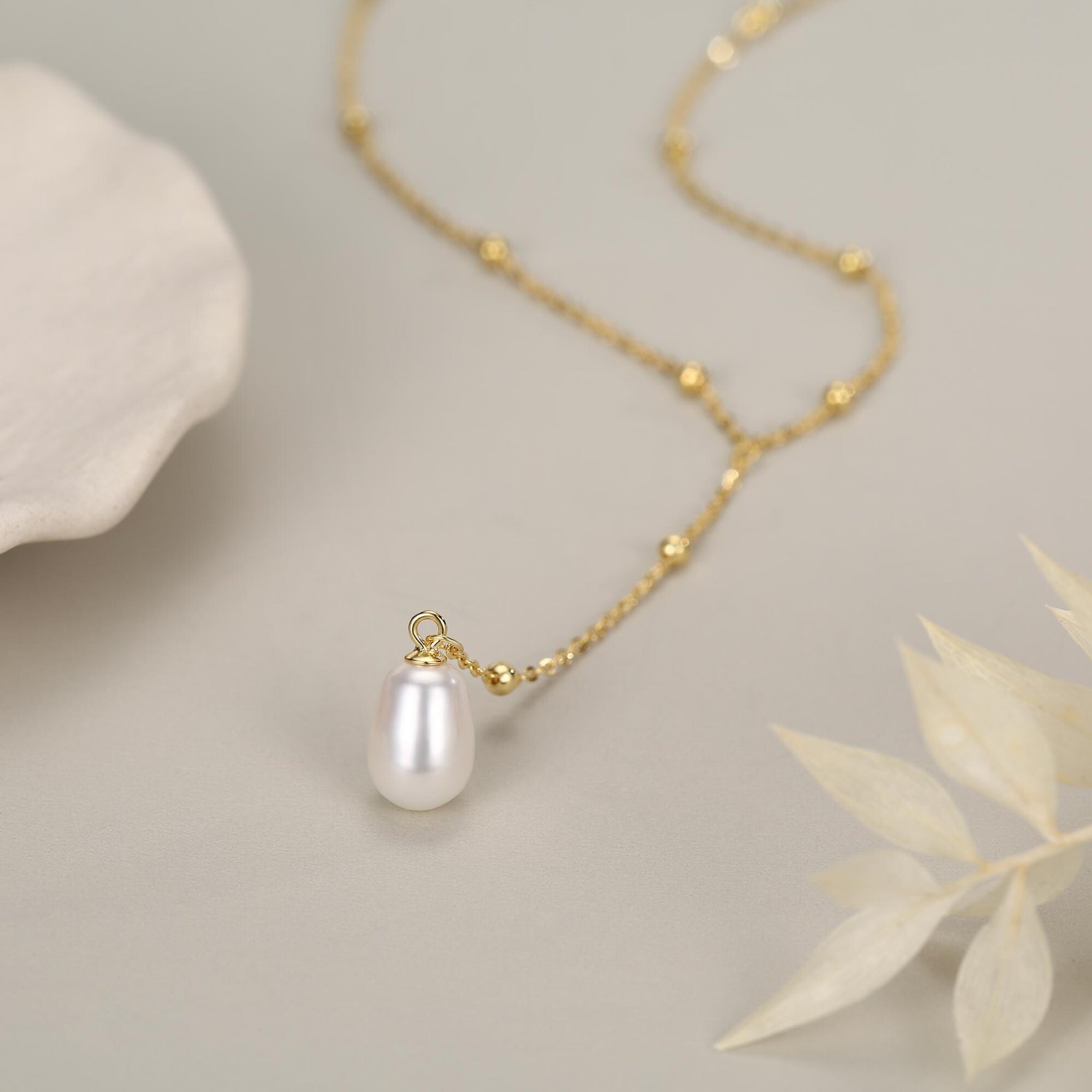 Natural Freshwater Pearl Lariat Pendant Necklace in Sterling Silver, Silver or Gold, Minimalist Genuine Freshwater Pearl Y Shape Necklace