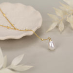 Natural Freshwater Pearl Lariat Pendant Necklace in Sterling Silver, Silver or Gold, Minimalist Genuine Freshwater Pearl Y Shape Necklace