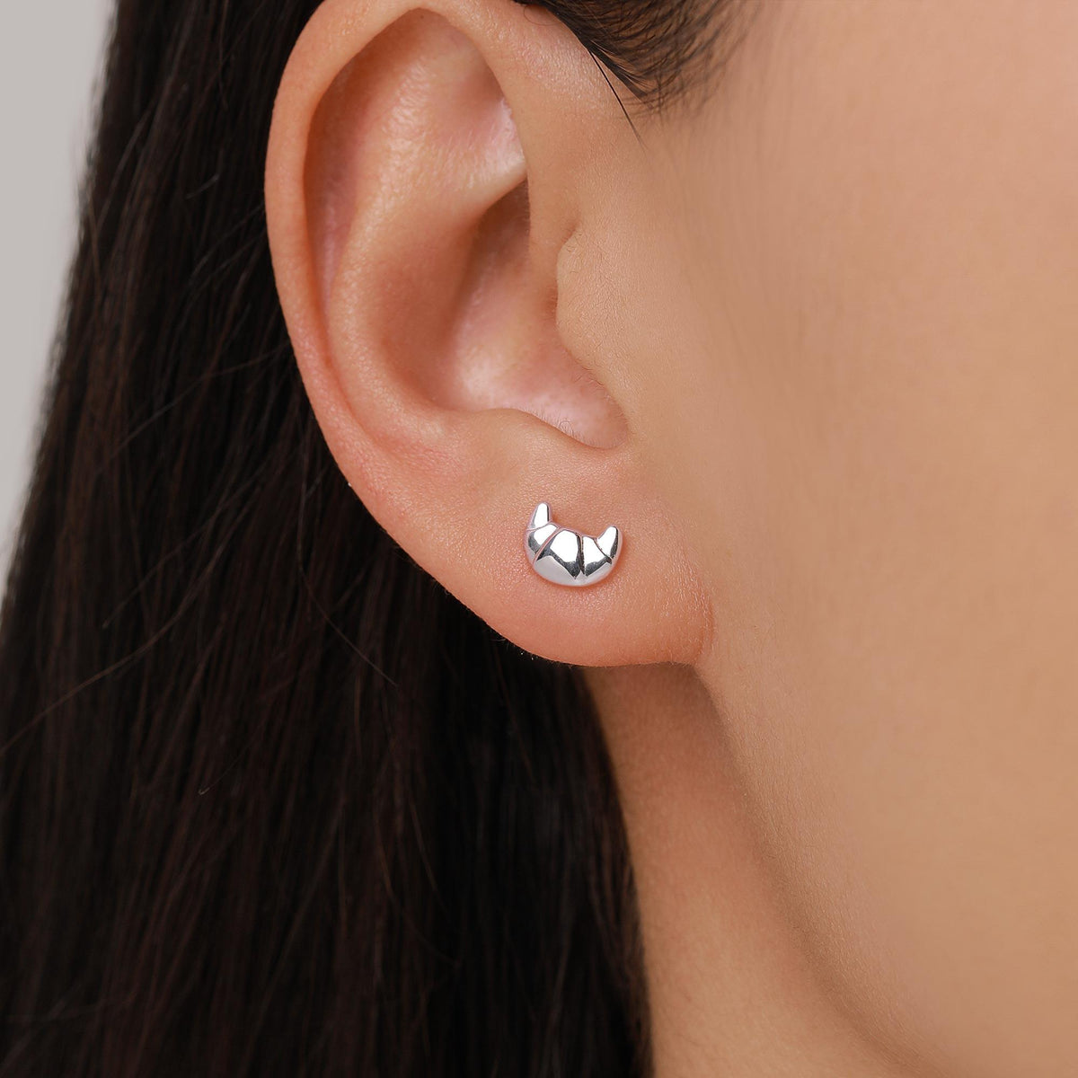 Croissant Bread Stud Earrings in Sterling Silver, Silver or Gold, French Croissant Earrings, Food Earrings,