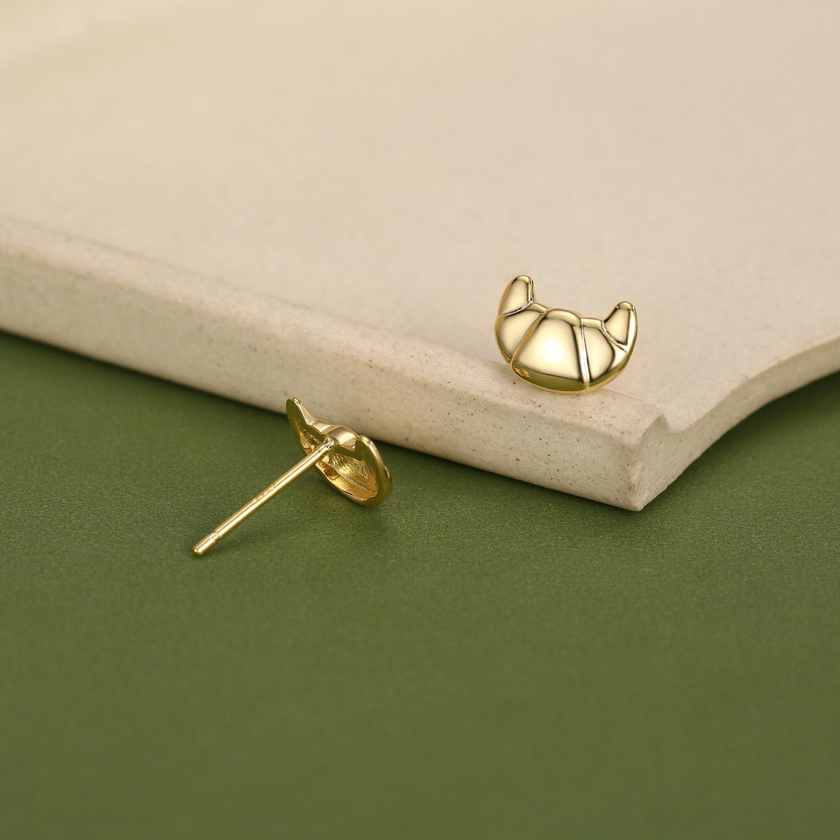 Croissant Bread Stud Earrings in Sterling Silver, Silver or Gold, French Croissant Earrings, Food Earrings,