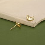 Croissant Bread Stud Earrings in Sterling Silver, Silver or Gold, French Croissant Earrings, Food Earrings,