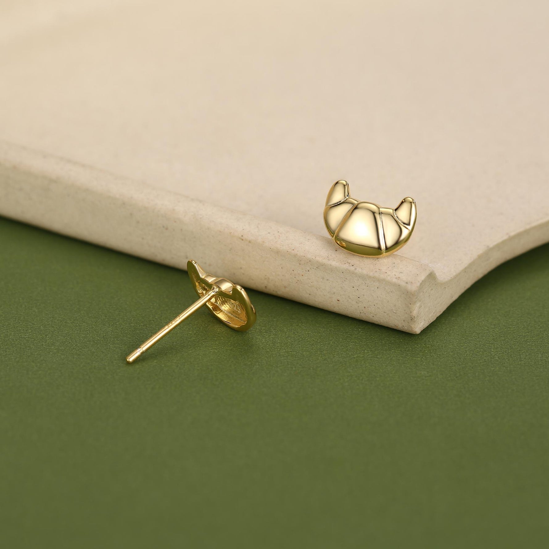 Croissant Bread Stud Earrings in Sterling Silver, Silver or Gold, French Croissant Earrings, Food Earrings,