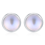 Blue Flash Lab Moonstone Crystal Stud Earrings in Sterling Silver, 4mm 5mm 6mm Simulated Moonstones, Minimalist Stud