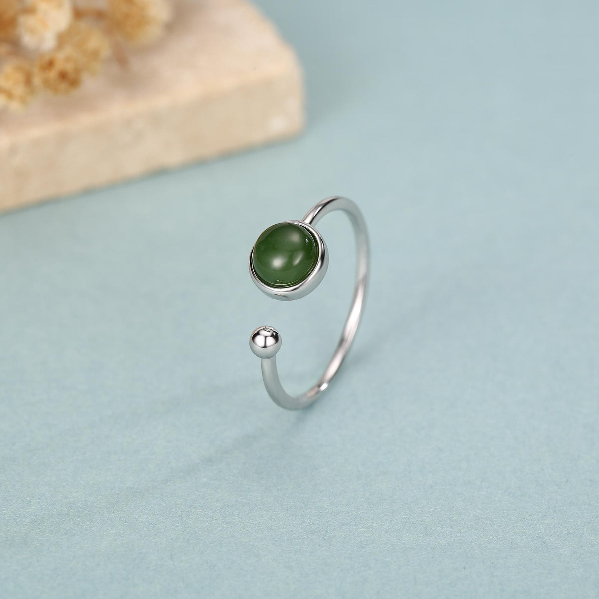 Green Jasper Jade Open Ring
