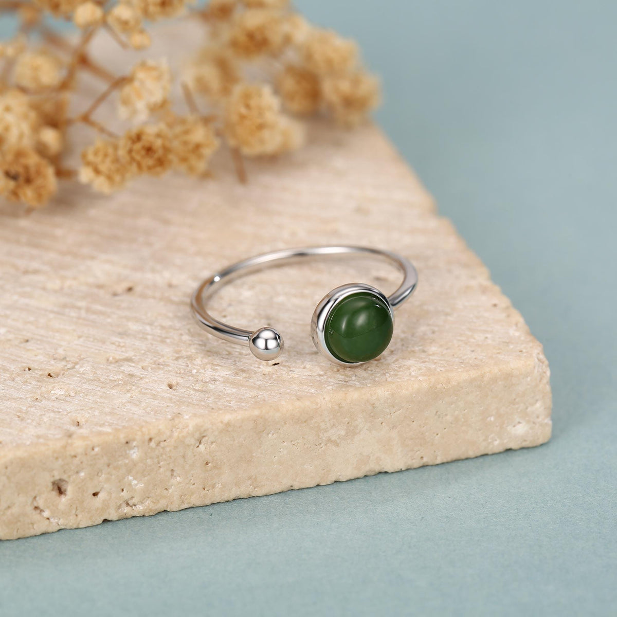 Green Jasper Jade Open Ring