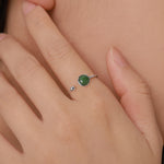 Green Jade Bezel Open Ring