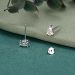Sterling Silver Aurora AB CZ Droplet Stud Earrings, Pear Cut Aurora Colour Changing CZ Earrings
