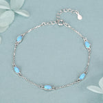Blue Opal Marquise Satellite Bracelet in Sterling Silver