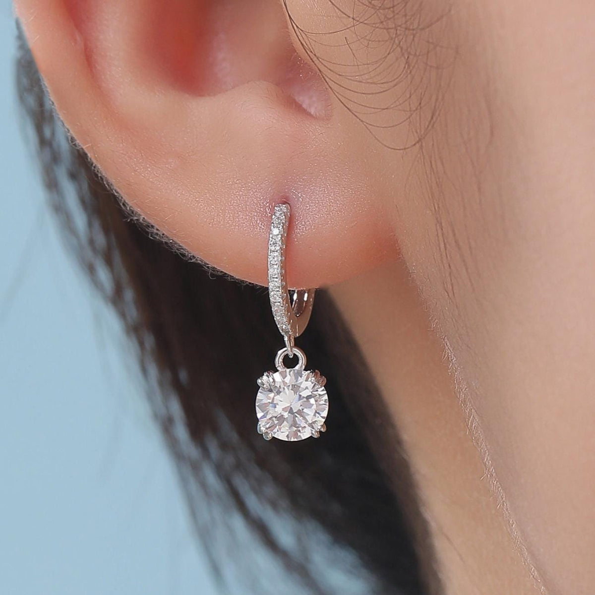 Double Prong Sparkly CZ Huggie Hoop in Sterling Silver, Silver or Gold or Rose Gold, Minimalist Simple Hoop Earrings, CZ Hoops