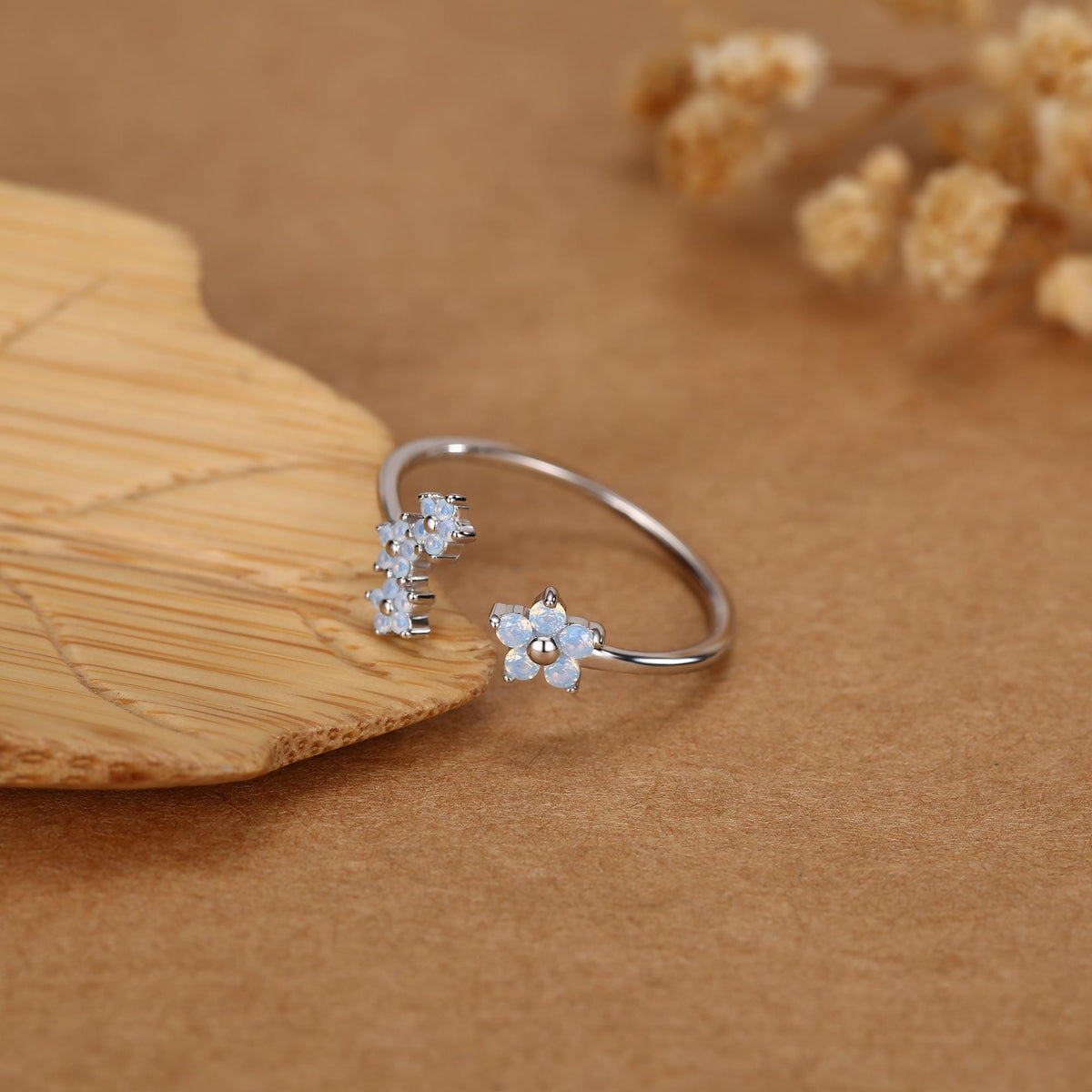 CZ Forget-me-not Flower Bouquet Open Ring