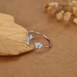 CZ Forget-me-not Flower Bouquet Open Ring
