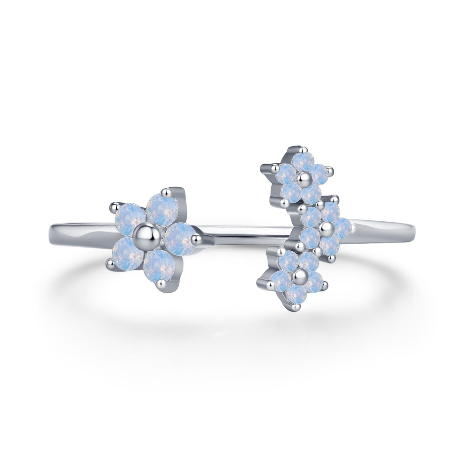 CZ Forget-me-not Flower Bouquet Open Ring