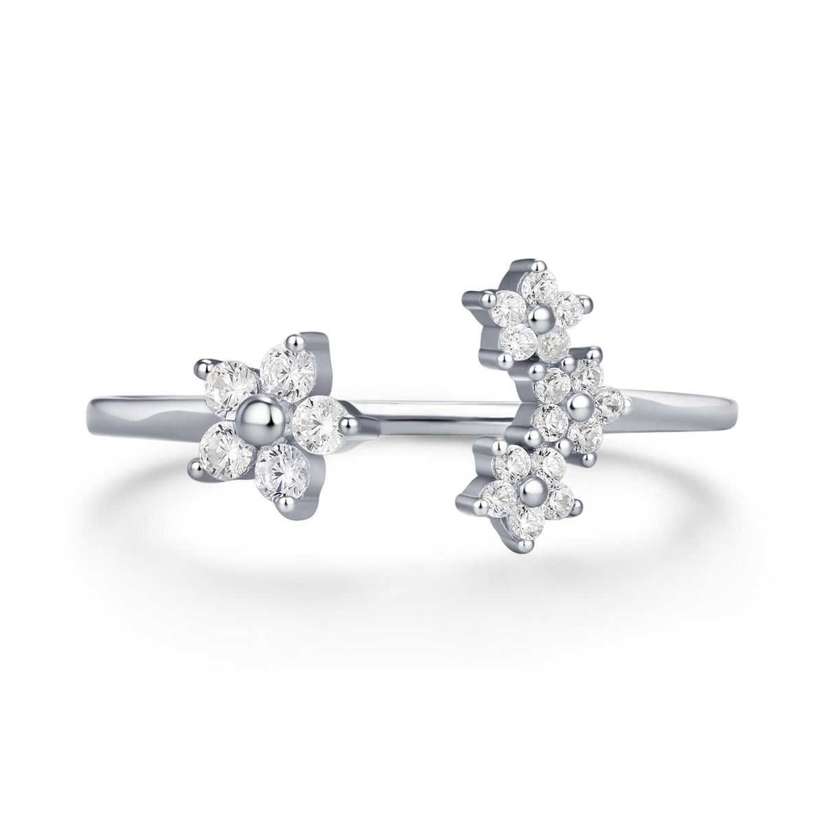 CZ Forget-Me-Not Flower Bouquet Open Ring