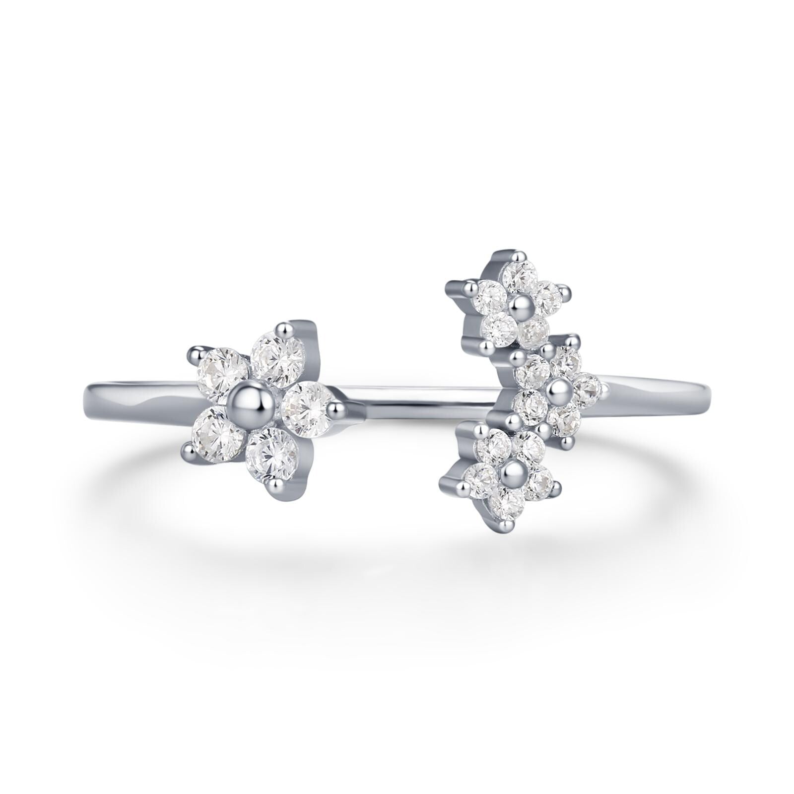 CZ Forget-Me-Not Flower Bouquet Open Ring