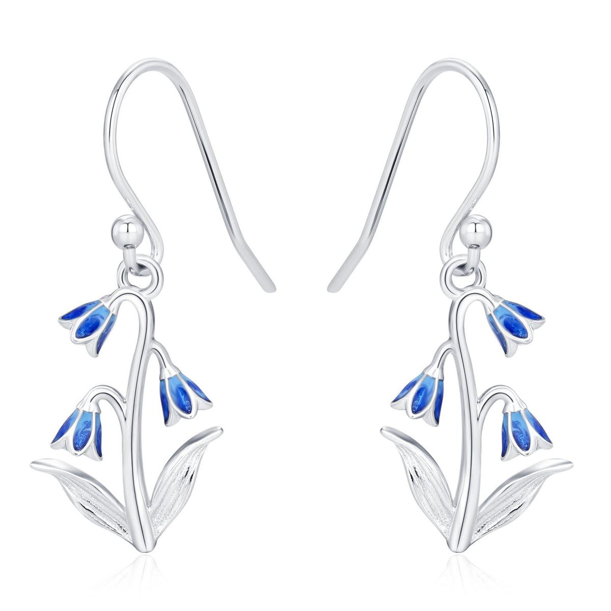 Sterling Silver Bluebell Flower Hook Earrings