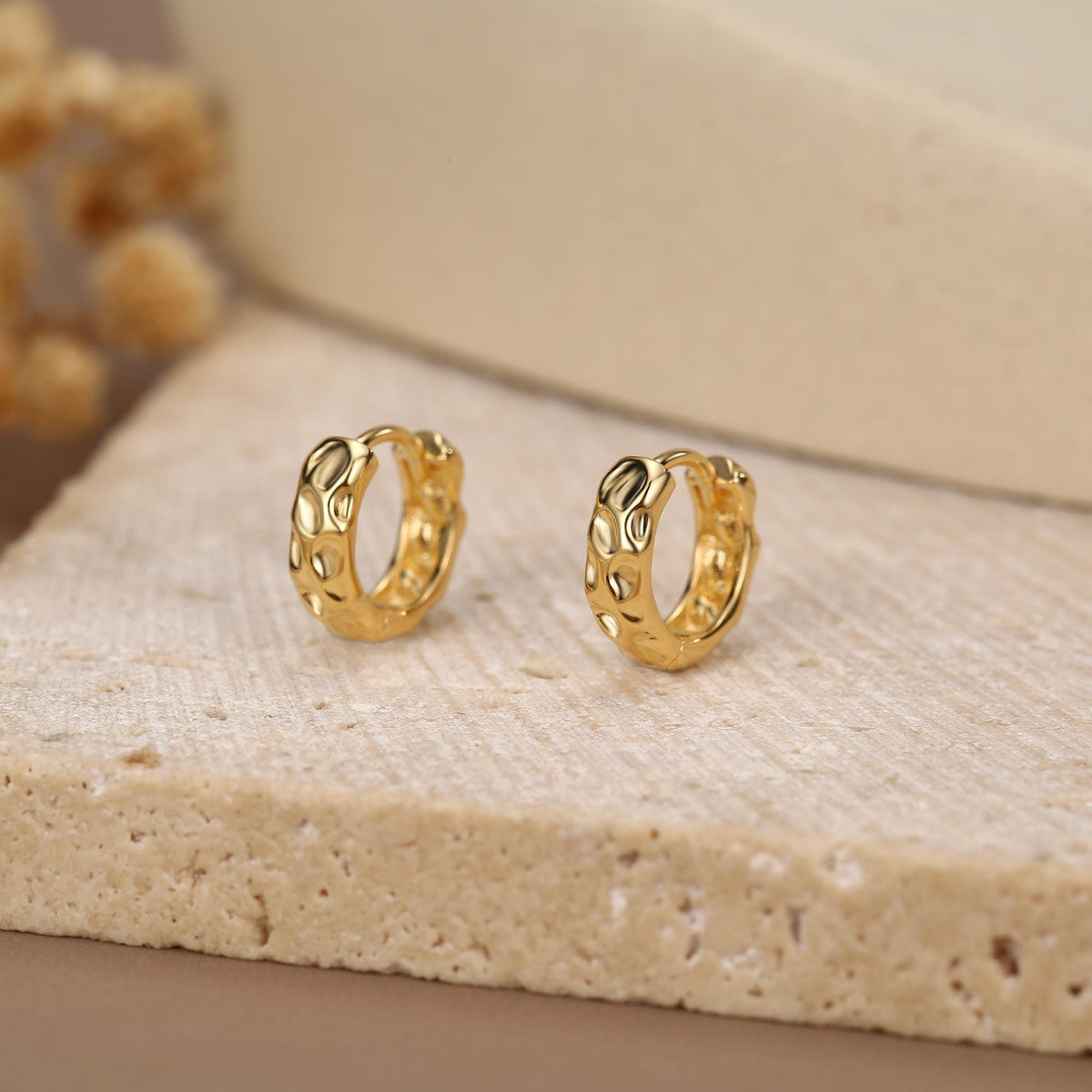 Sterling Silver Organic Molten Huggie Hoop Earrings