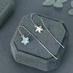 Sterling Silver Forget Me Not Flower Threader Earrings